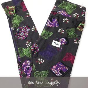 LuLaRoe OS Leggings Butterflies Handbags Charcoal NEW